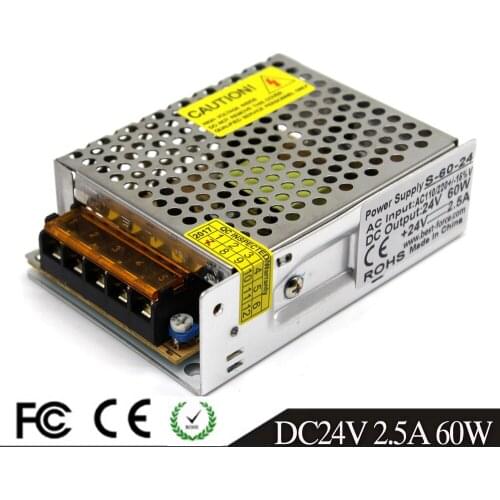 Variable DC Power Supply 24V 2.5A 60W Switching Switch Driver Transformer 100-240V AC TO DC24V SMPS for LED Light CNC Stepper