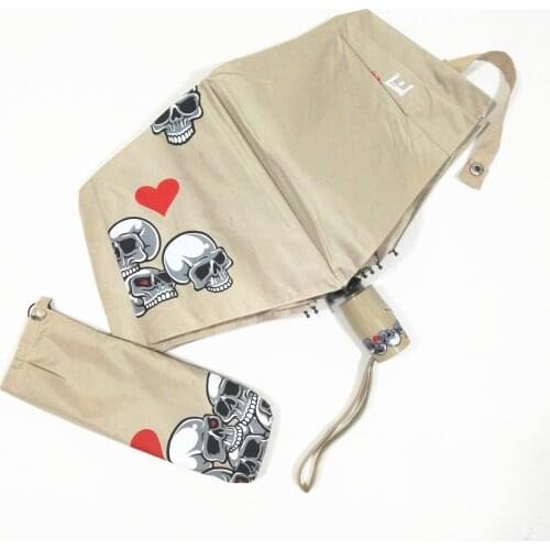 Devil Skull Fully-Automaticlly Umbrella Female Color Coating Anti-UV 3 Folding Sun Rain Male Windproof Umbrellas Rain Gear