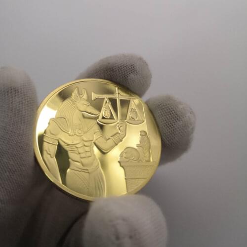 Gold Silver Plated Egypt Death Protector Anubis Coin Egyptian God Of Death Commemorative Coins Collection Gift