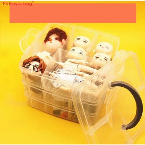 Playful bag DIY nendoroid storage box Transparent three-layer figure parts box Action figure storage euqipment HG55