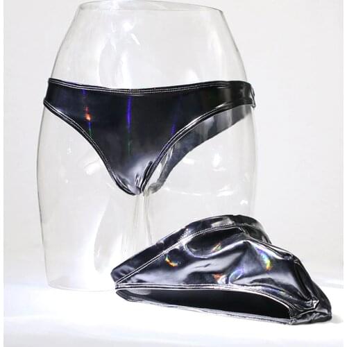 S-XXL Plus Size Mens Underwear Briefs Colorful Dazzling PVC U Convex Pouch Calzoncillo Hombre Jockstrap Couple Set Lingerie Men