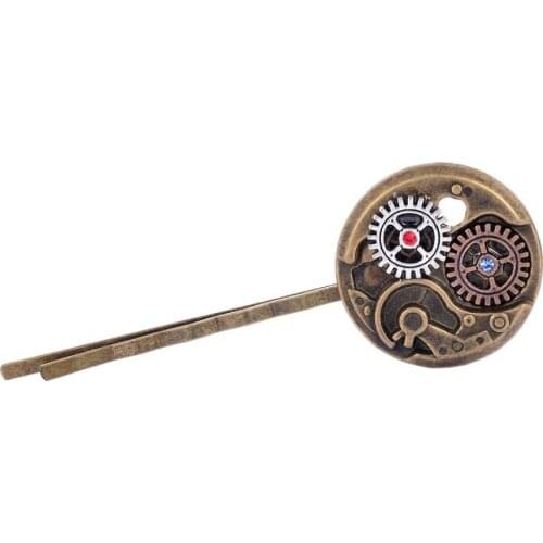 Retro Industrial Stage Brass Ox Color Steampunk Gears Hairpins Jewellery Accessories