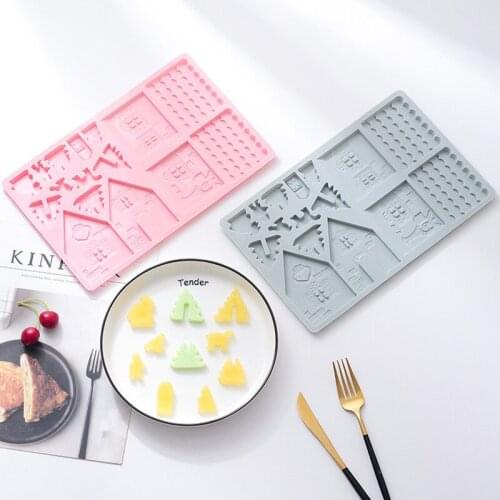 DIY Christmas house chocolate mold gingerbread house silicone mold baking cake biscuit tool fondant mold
