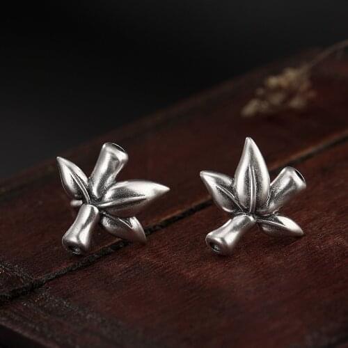Matte Color National Wind Bamboo Bamboo Contracted Style Ways Of High-grade Silver Earrings Wholesale