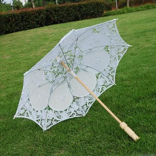 Wedding Lace Umbrella Embroidery Bridal Umbrella White Beige Parasol Sun Umbrella For Wedding Party Decoration