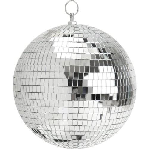 Thrisdar Sliver Reflective Glass Mirror Disco Ball 20/30CM Rotating Wedding Disco Mirror Ball Light Christmas Party Cake Decor
