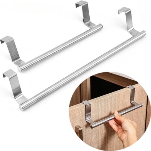 Stainless Steel Towel Rack Bathroom Towel Holder Stand Kitchen Cabinet Door Hanging Organizer Shelf Wall Mounted Towels Bar
