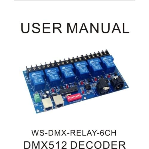 WS-DMX-RELAY-6CH-30A 6CH Relay Switch DMX512 Controller RJ45 XLR 6 way Relay Switch(max 30A) DMX512 Decoder for led strip lights