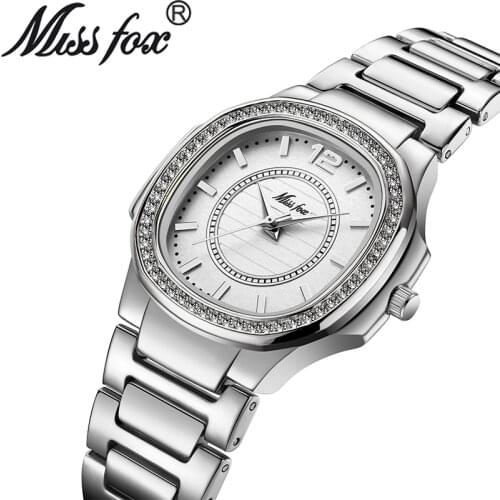 MISSFOX 2549 Women Watches Fashion Watch Geneva Design Ladies Watch Luxury Brand Diamond Quartz Gold Wrist Watch Gifts For Women