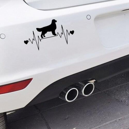 Golden Retriever stickers Heartbeat Funny Decal Reflective Laser Vinyl Decal Sticker window Styling 20.3*10.8CM