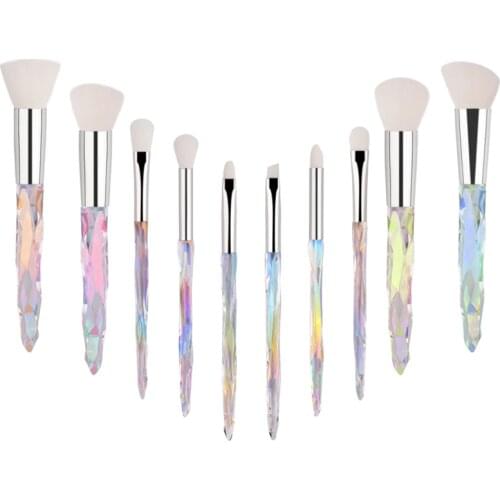 10 Pcs Crystal Handle Makeup Brush Powder Foundation Brush Cosmetic Lip Brush Eyeshadow Brush Make Up Brush Kits