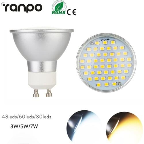 10X GU10 LED Spotlight Bulbs 3W 5W 7W Replace Halogen 15W 25W 35W Lamp AC 220V 2835 SMD Cool Warm White Spot Light 48/60/80 LEDs