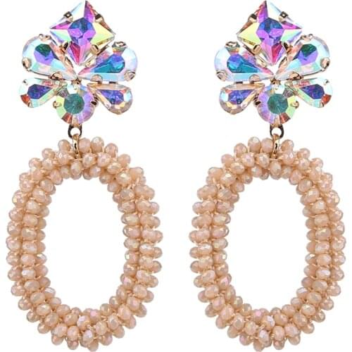 2021 Fashion Crystal Earrings Women Dangle Earrings For Women Beads Oval Drop Earring Statement Earring Jewelry Gifts Wholesale