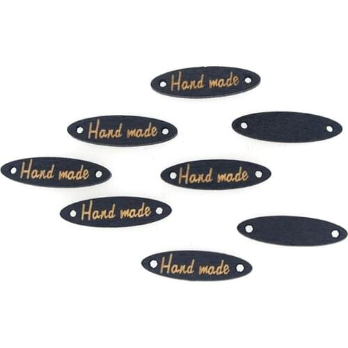 50pcs Wooden Sewing Buttons Hand made Scrapbooking Coffee Oval Two Holes Costura Botones bottoni botoes 26*8mm W2041