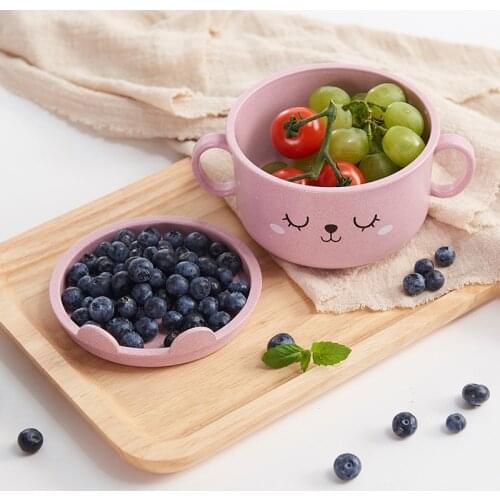 Creative Childrens Tableware Instant Noodle Rice Bowl Thick Cartoon Small Bowl With Lid Anti-scald Heat Insulation