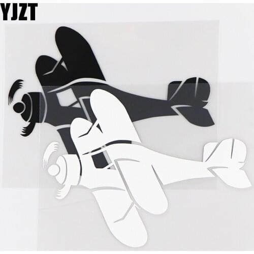 YJZT 14.8×11.2CM Interesting Airpane Car Sticker Single Engine Propulsion Twin Aircraft Vinyl Decals Black / Silver 10A-0426