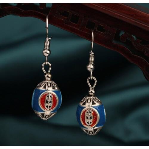 Chinas wind Ethnic Antique cloisonne Drop earrings,Vintage New earrings for women 2020 Jewelry