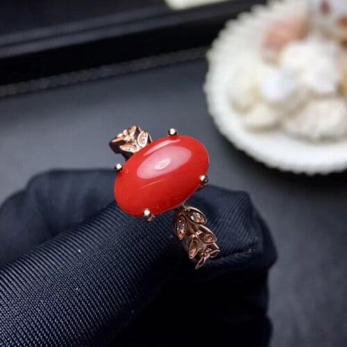 Retro Hemp flowers Branch square S925 silver natural red coral gem ring natural gemstone ring woman girl weddings gift jewelry