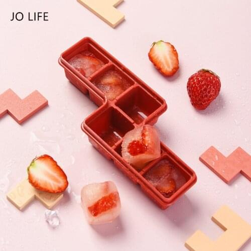 JO LIFE Kitchen Tetris Shape Silicone Ice Cube Tray DIY 6 Grid Ice Cube Maker Fruit Popsicle Ice Cream Mold