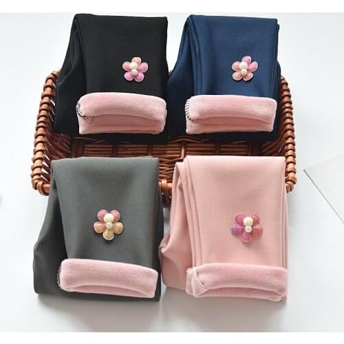 Girls' Leggings And Velvet Thickened Autumn And Winter Warmth, Childrens Cotton Pants, Girls' Winter Clothes, 2-9 Years Old