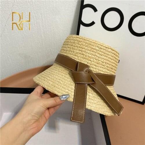 New Hand Made Summer Hats For Women Raffia Straw Sun Hat Bucket Cap Lady Girls Panama Beach Floppy Female Travel Hats