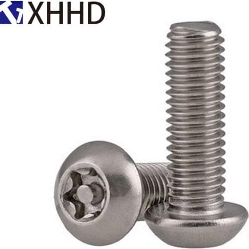 M3 M4 M5 M6 304 Stainless Steel Six Lobe Torx Button Pan Round Head With Pin Tamper Proof Anti Theft Security Screw Bolt