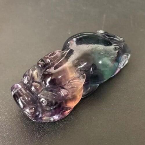 Natural Mineral Quartz Crystal, HandCarved Fluorite PI xiu, Auspicious Feng Shui Ornaments, 1PC 30-40g