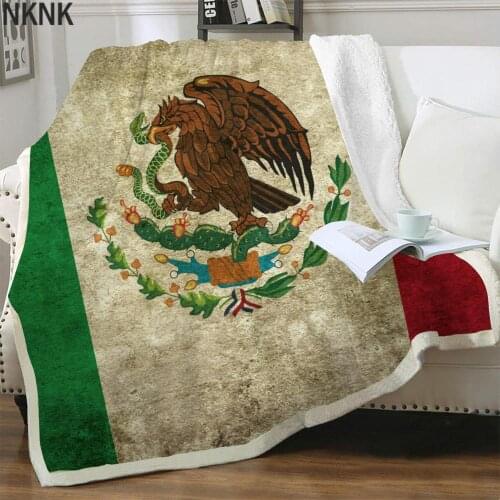 NKNK Mexico Blanket National Flag Bedspread For Bed Animal Thin Quilt Eagle Bedding Throw Sherpa Blanket New Vintage Polyester