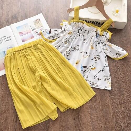2021 New Girls Clothing Sets Girls Clothes Curl Striped T-shirt+Long Stripe Pants Floral Print Skirt 2Pcs Suit Children Clothing