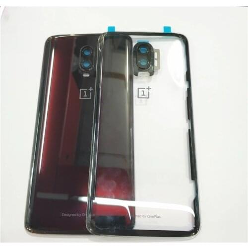 Original New Glass Panel Back Battery Cover Housing Door Rear Case For Oneplus 6T With Camera Lens Frame