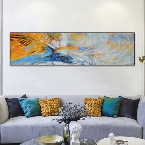 Modern Abstract Posters and Prints Wall Art Canvas Painting Yellow and Blue Abstract Art Picture for Living Room Cuadros Decor