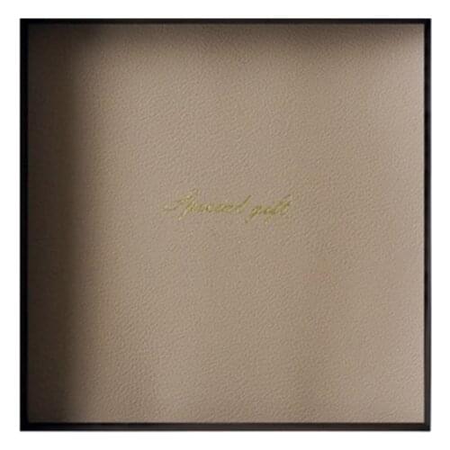 Wrought Iron Tray with Leather Cushion Storage Tray for Jewelry/Watch/Dessert/Coffee Display Tray Home Decoration