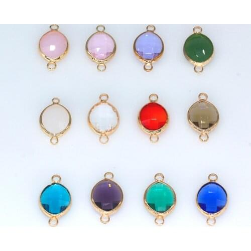 New 12p Leaf Charms 2Holes Quartz Crystal Opal Blue Purple Birthstone Pendants for Necklace Bracelets DIY Jewelry Connectors
