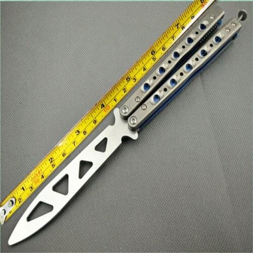 The One Titanium Handle BM51 (V3) Butterfly Practice Swing Knife Not Sharp Blade Tactical Outdoor Camp Hunt EDC Tool Gift