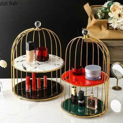 Birdcage Ceramic Trays Decorative Storage Cage Skin Care Product Cosmetic Jewelry Display Plates Dressing Desktop Storage Holder