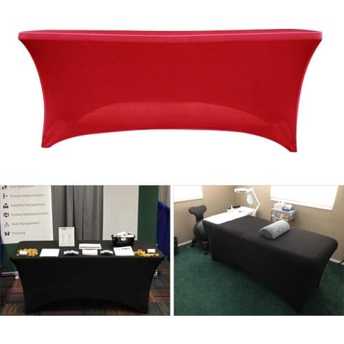 Stretch Tablecloth Spandex Polyester Table Cover Fit for Wedding Party Hotel Home Decoration Meeting Rectangular 4Ft/6Ft/8F