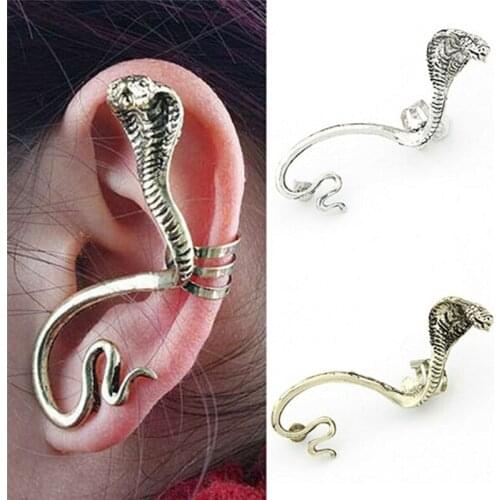 Cobra Shape Ear Cuff Hook Gothic Punk Style Ear Bone Clip Earrings Girls Fashion Jewelry Bronze Colors
