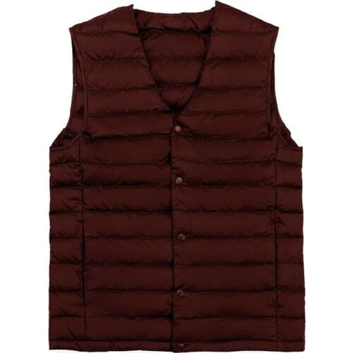 New Man Ultra Light Down Vest Spring Autumn Sleeveless V-Neck Vest Male Casual Winter Collarless Waistcoat
