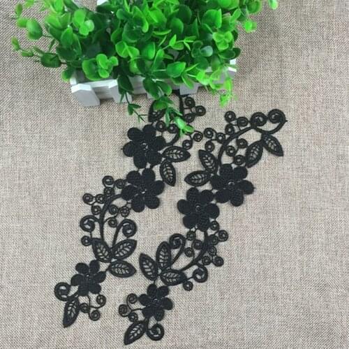 1Pair Floral Lace Applique Embroidered Guipure Wedding Sewing Lace Motif Patches