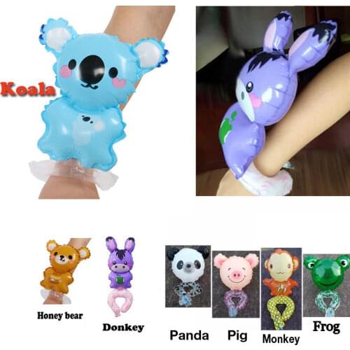 100pcs/lot wrist foil balloons birthday gift party supplies cute classic toys Children day Kids toy wear on wrist / arm / calf