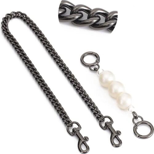 Q1FA 2pcs DIY Purse Strap Extenders Replacement Chain Charms with Metal Buckle for Handbag Crossbody Shoulder Bag Decoration