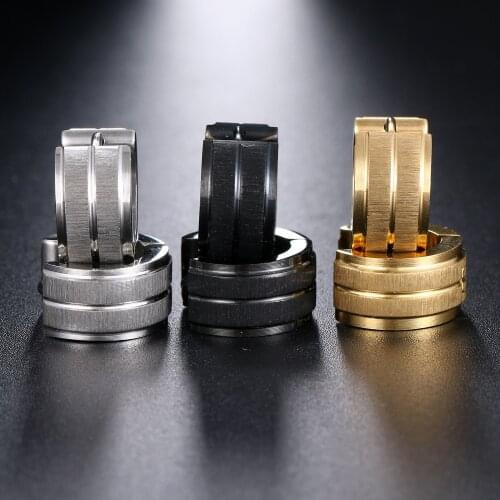 2020 New 1 Pair Round Frosted Black Gold Stainless Steel Hoop Earrings for Women Men Punk Earring Jewelry Boucles D'oreilles