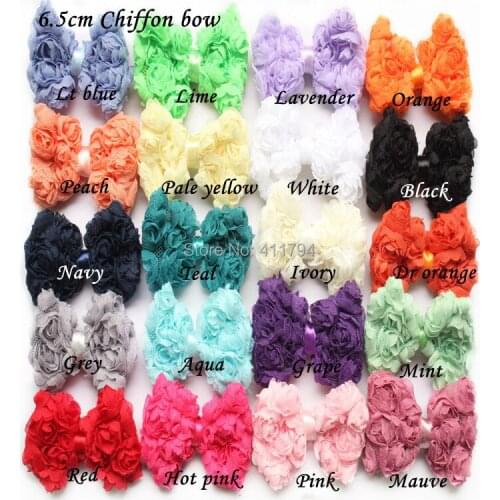 30 pcs/ lot , shabby chic bows flowers , chiffon rose hair bow for headband
