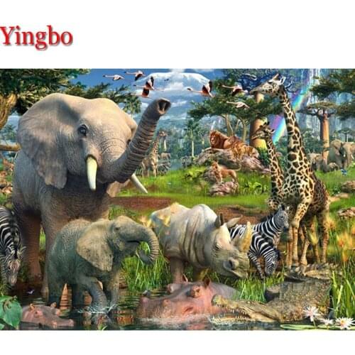 5D DIY diamond embroidery Elephant rhinoceros giraffe diamond painting Cross Stitch full square mosaic rhinestone home decor art