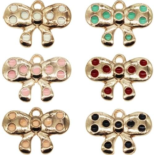6pcs 21*16mm Alloy Metal Bow Tie Charms Drop Oil Pendant for DIY Handmade Earring Necklace Bracelet Jewelry Making