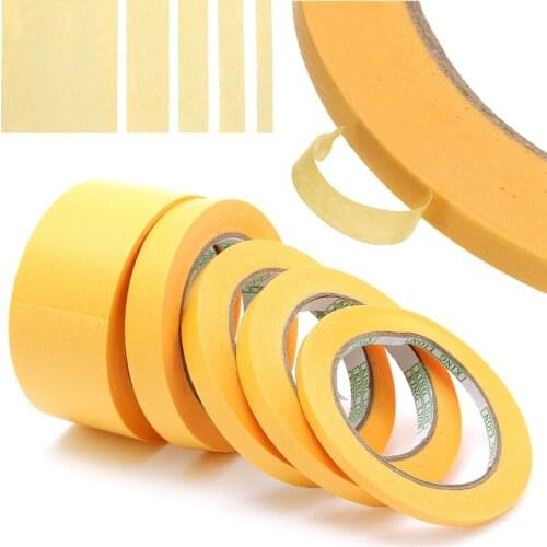 6mm/10mm/12mm/18mm/50mm Yellow Adhesive Masking Paint Spray Paper Tapes 50M