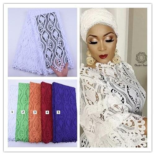 African Cord Water Soluble Lace Fabric Pure White Guipure Lace High Quality Nigerian Cord Lace Fabric French Net Lace For Dress