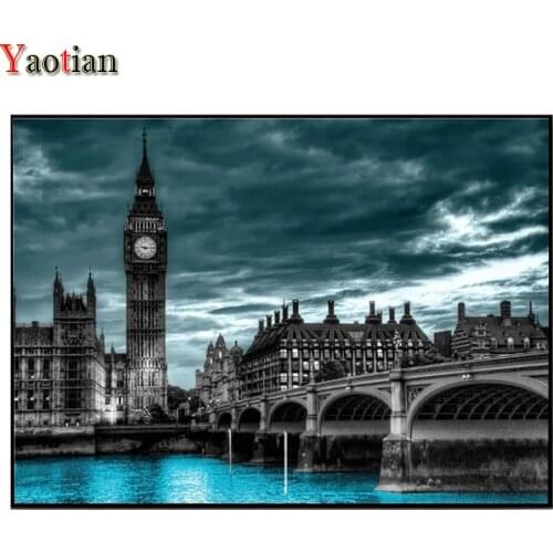 5D DIY Full Square Diamond Painting Famous Big Ben Danube Landscape Diamond Mosaic Cross Stitch Rhinestone Embroidery Beads