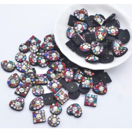 50Pcs Bling Colorful Round Heart Square Drop Rhinestone Applique for DIY Clothes Shoes Hat Patches Headwear Hair Clips Bow Decor
