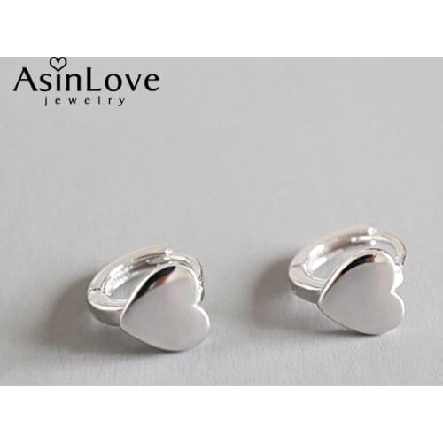 AsinLove Fashion 925 Sterling Silver Stud Earrings Romantic Cute Love Heart Shaped Earrings for Women Fine Jewelry Dropshiping